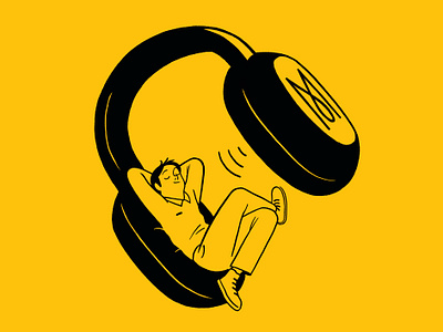 Monocle ads #25 ad editorial illustration headphones illustration line drawing listening monocle podcast radio spot illustration