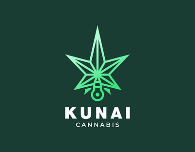 Kunai Cannabis Logo branding cannabis cbd creative design drug graphic design hemp idea illustration knife kunai logo logo design minimalist modern ninja shinobi shuriken weed