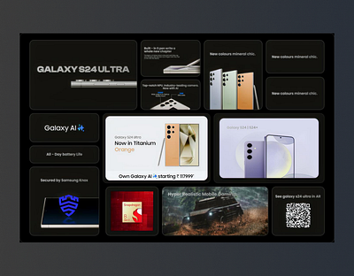 Samsung Galaxy S24 Ultra bento bento grid style branding graphic design landingpage ui ux vector web design