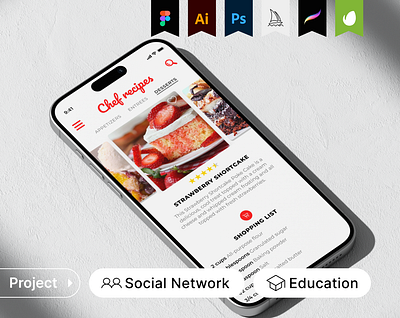 Figma UI/UX Mobile Design for a Food Tech Social Network Startup app design application design branding design graphic design illustration landing logo typography ui ux vector