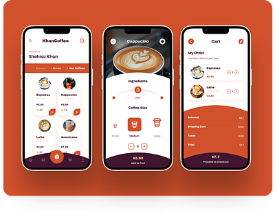 Coffee Shop App Design animation appdesign figma prototyping ui uidesign wireframing