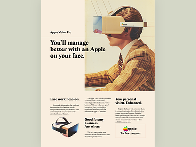 80's Vintage Apple Vision Pro Poster Ad 1980s 80s ad apple apple vision apple vision pro ar headset poster poster ad vintage vision pro vr