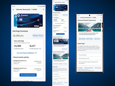 Redesigning the Chase Ultimate Rewards homepage branding chase bank desgin mobile app mockups redesign ui user experience user interface