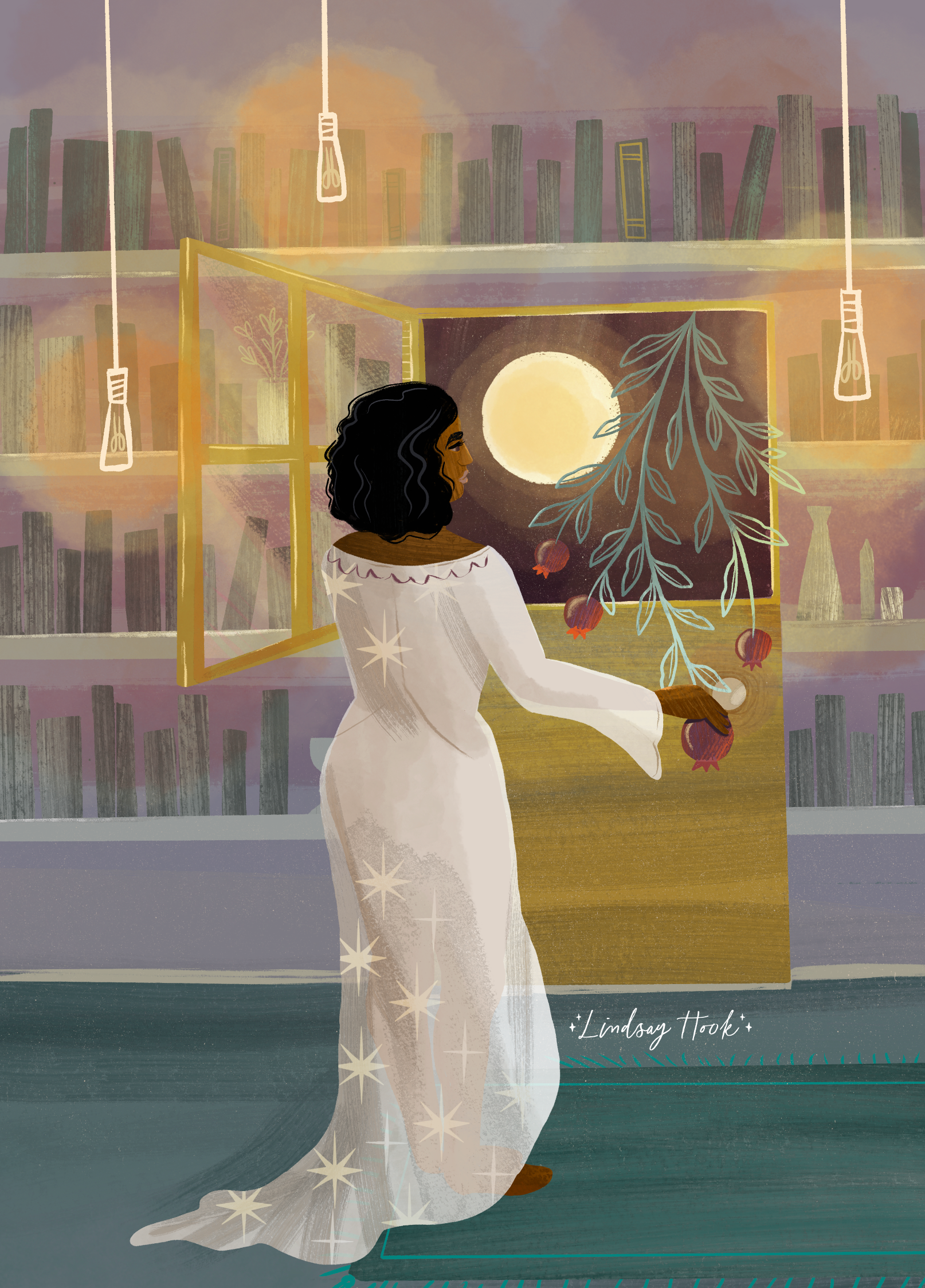 High Priestess botanical digital painting illustration illustrative style person publication storybook texture