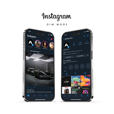 Instagram UI- Dim Mode branding graphic design ui user interface ux