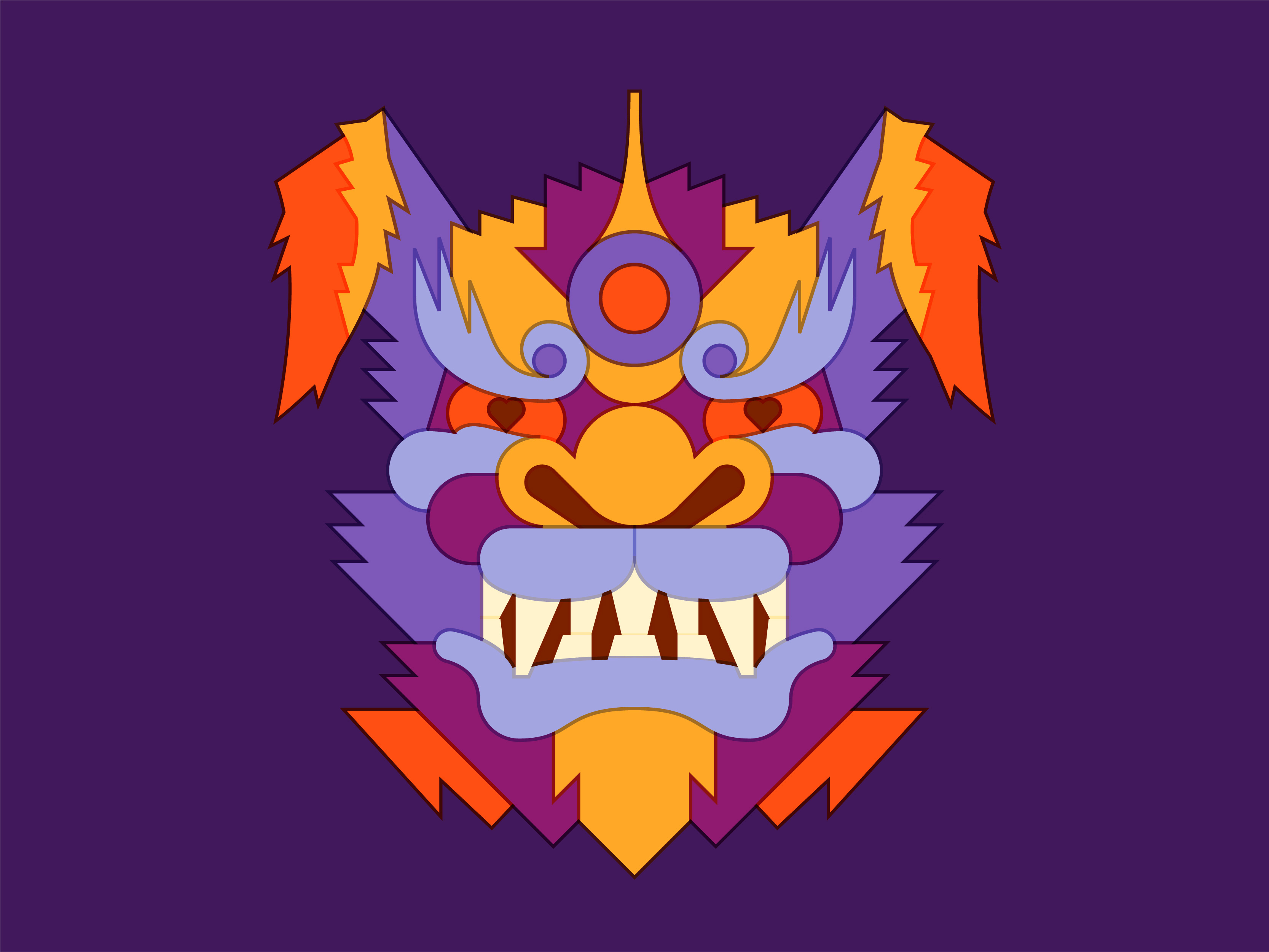 Kaiju Portrait animal caesar colorful design dragon geometric illustration japan japanese kaiju king caesar monster portrait teeth