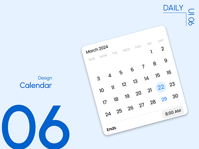 Day 6: Calendar calendardesign dailyuichallenge datehighlight minimalistui monthlyplanner timemanagement ui uxdesign