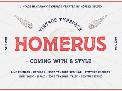 Homerus – Vintage Typeface branding display fonts handwritten logo logotype playfull texture font typeface vintage vintage font
