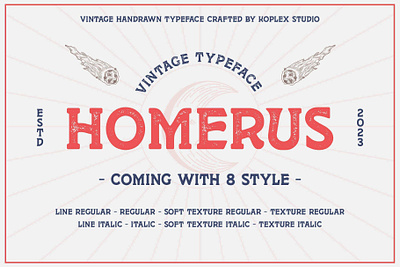 Homerus – Vintage Typeface branding display fonts handwritten logo logotype playfull texture font typeface vintage vintage font