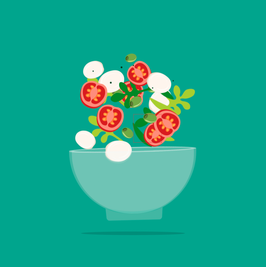 Mozzarella Salad after effects animation expressions gif illustration minimalism modern motion graphics salad vector