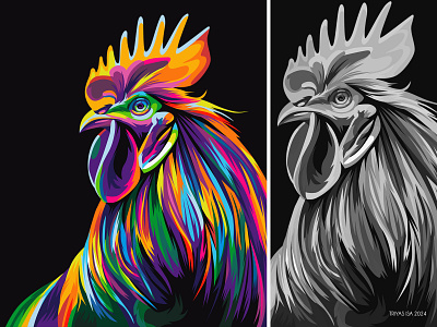 Rooster animal animal illustration animals colorful design illustration pop art portrait rooster unique vector vectorart