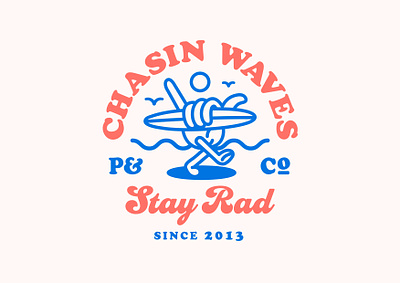 CHASIN WAVES 🌊🤙🏄 art badge branding california clothing brand creative graphic graphic design hip pco print sea shaka socal surf surfing tee type typography usa