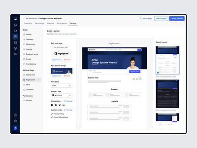 Webinar Landing Page Configuration branding design flat minimal ui ux