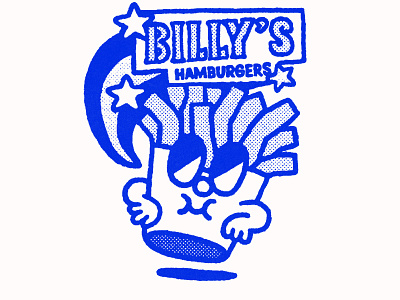 Billy's Hamburger Sticker branding cafe catering industry cute design diner doodle fastfood french fries fries fun graphic design illustration japanese japanese design kawaii logo mcdonalds potato sticker