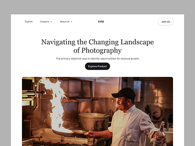 Exploration for a photography Homepage landingpages ui ux