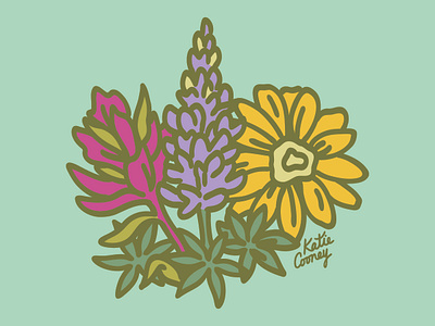 Western Wildflower Patch balsamroot illustration illustrator indian paintbrush lupine merchandise design outdoor industry rocky mountains tetons wildflower wildflowers