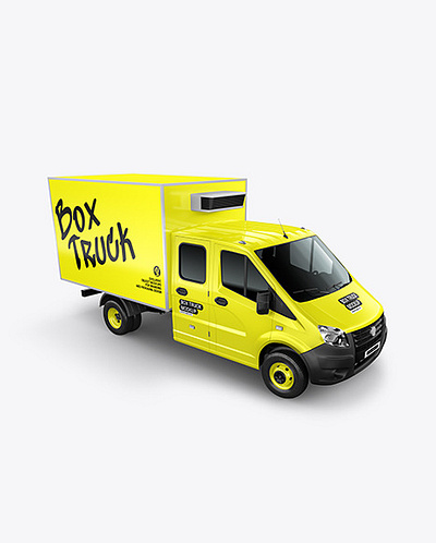 Download Box Truck Mockup - Half Side View PSD mockup kit