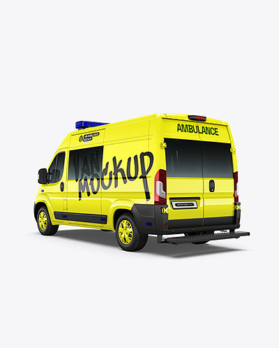 Download Van Ambulance Mockup - Back Half Side View mockup kit