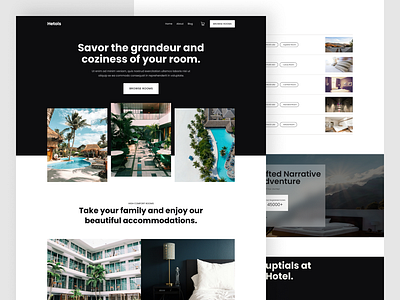 Hotel Website accommodation options amenities list contact information hotel gallery location details room reservations support center uiux design website design