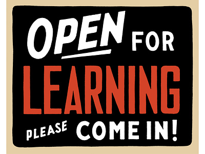 OPEN for LEARNING classroom classroom decor classroom environment education elementary hand drawn type hand lettered high school learning lettering motivation teaching typography