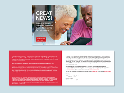 Fidelity Mailer for BU Employees' Retirement Plans advertising art direction design finance graphic design mailer print design