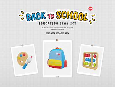 3D Back to School Education Icon globe graphic design