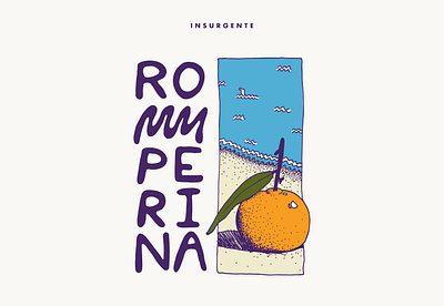 Romperina beach brewery doodles freeline handmade illustration mandarins playful summer tangerine