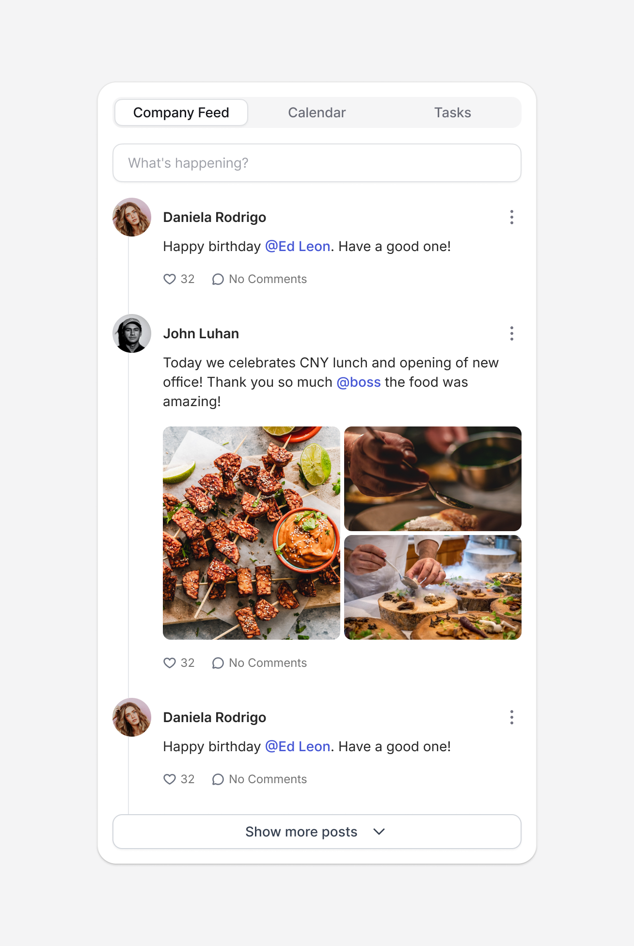 Activity Feed activity feed segmented control tabs timeline