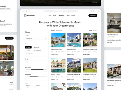 DreamHouse - Real Estate Properties Page airbnb apartment architechture building home building home living hotel hotel booking house house rental interior design landing page property property website real estate real estate agency real estate landing page residence skyscanner villa