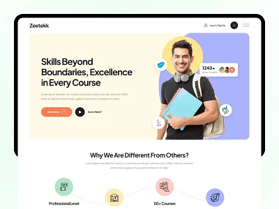 Zeetekk - Online Course & Bootcamps Website Design anim app branding colorful courses education education design education website figma graphic design online course online education photoshop ui uiux ux web design web landing page website design website ui