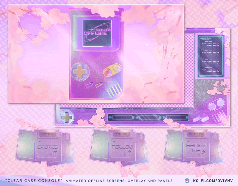 👾_Clear_Case_Console_Animated Screens + Overlay and Panels👾 cute stream overlay free stream stream graphics stream overlay twitch twitch design twitch graphics twitch overlay