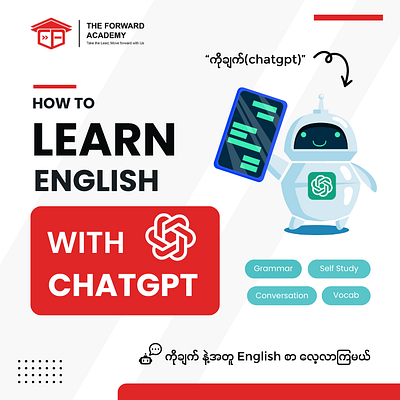 How to Learn English with ChatGPT graphic design social media