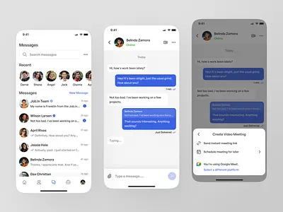 Job.in - Message Flow app chat app clean design job board job finder job listing jobseeker message messager minimal minimalist mobile mobile app mobile design portfolio talk ui ux vacancy