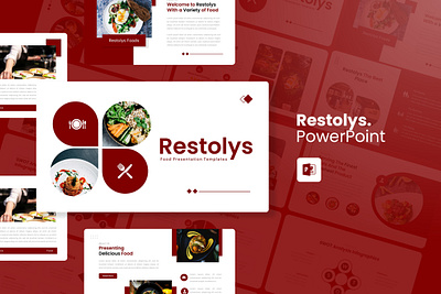 Restolys PowerPoint Template business food gsl key menu modern ppt pptx presentation template red restaurant restolys ui website white