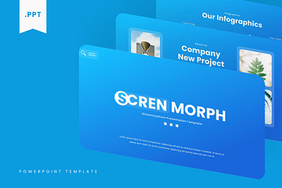 Scren Morph PowerPoint Template blue business glassmorphism gsl key modern ppt pptx presentation template scren morph ui website white