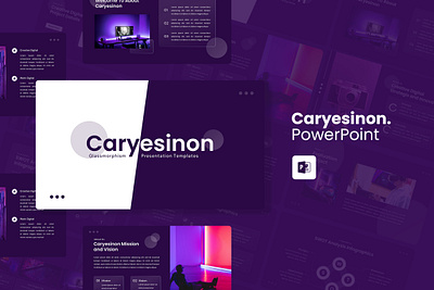 Caryesinon PowerPoint Template business glassmorphism gsl key modern ppt pptx presentation template purple ui website white