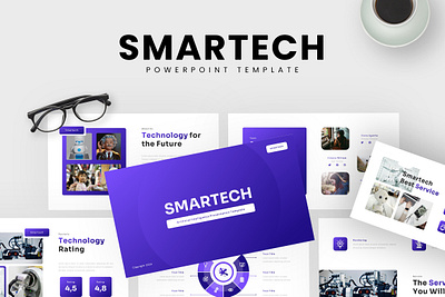 Smartech PowerPoint Template ai business gsl key modern ppt pptx presentation template purple smartech ui website white
