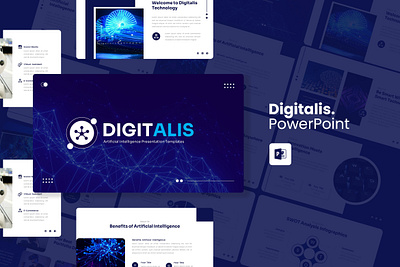 Digitalis PowerPoint Template ai blue business digitalis gsl key modern ppt pptx presentation template ui website white
