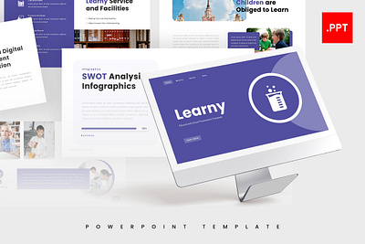 Learny PowerPoint Template business education gsl key lerny modern ppt pptx presentation template purple ui university website white
