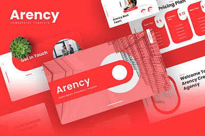 Arency PowerPoint Template agency arency business digital gsl key modern ppt pptx presentation template red ui website white