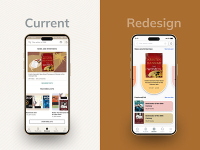 Redesign - Goodreads Mobile app before after beforeafter concept book app redesign bookapp clean good design goodreads minimal redesign redesign concept redesign mobile app