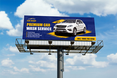 Premium Car washing service billboard design banner billboard design car car sign car washing billboard design card wash cleaning cleaning service graphic design signboard wash washing service