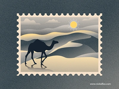 Desert Wanderlust: Majestic Camel Illustration in Warm Tones art branding camel color desert design exploration gradient graphic design grey icons illustration logo minimal sahara desert stamp sun trending ui vintage design