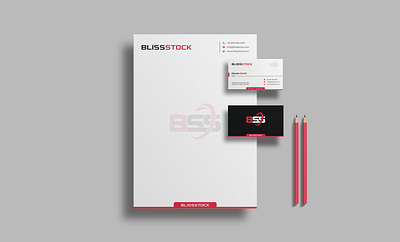 Business Card & Letterhead Design - Blissstock branding business card design graphic design logo vector