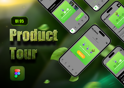 UI 95_Product Tour 3d app dailyui figma gradient illustration light mode mobile phone plant product product tour ui ui 95