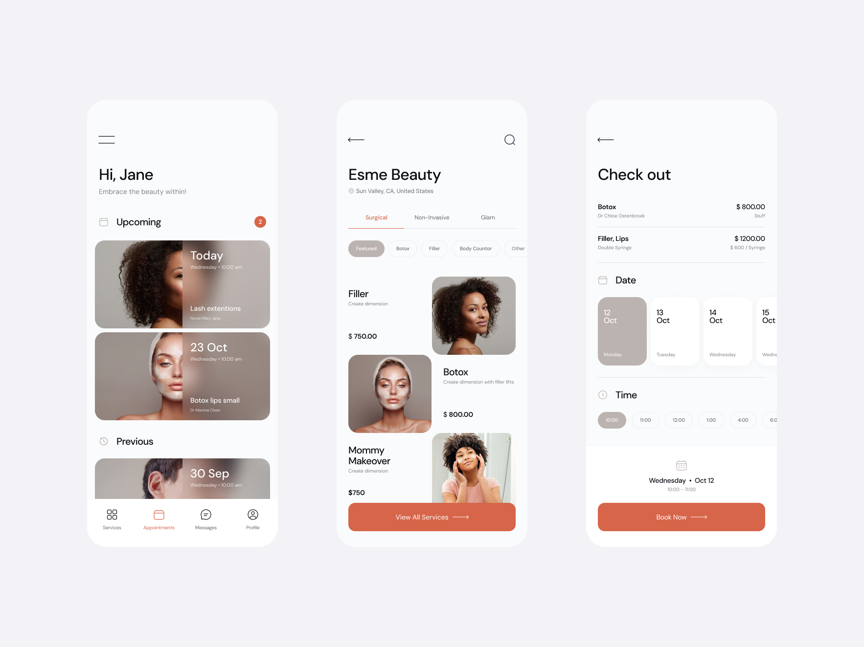 Esme / Beauty Industry app app appointmets beauty check out clean fashion ios iphone medical minimal mobile schedule services