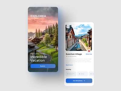 Explorea - Travel App screens app app design figma mobile design ui ui design ux