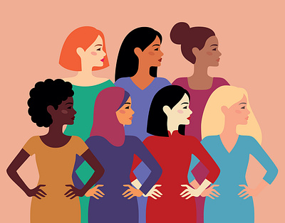Multiethnic women design girl graphic design illustration multiethnic rights woman