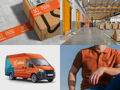 Collext | Collateral branding collateral delivery logistics logo manchester mockup package parcel polo post postal shirt tape van visual identity warehouse