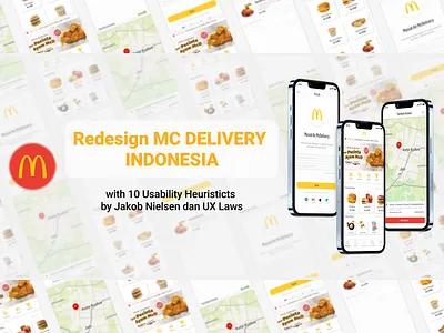 Redesign MC DELIVERY INDONESIA | UX Case Study 10 usability heuristic delivery food app jakob nielsen landing page mobile app mobile app design mobile ui mockup redesign restaurant store usability ux law